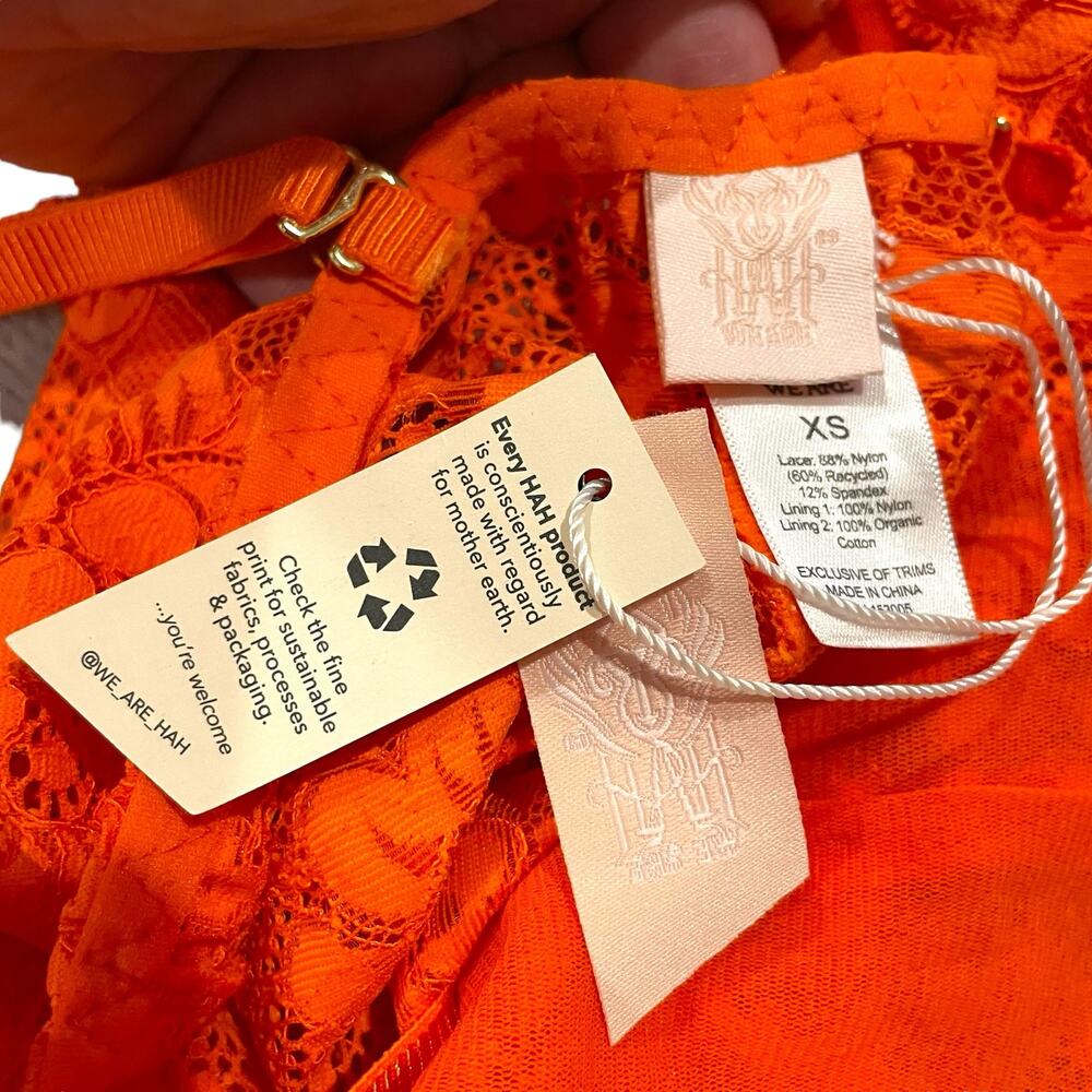 WE ARE HAH Comin In Haht Lace Bodysuit Burnt Orange Pumpkin Spice XS - Picture 11 of 12
